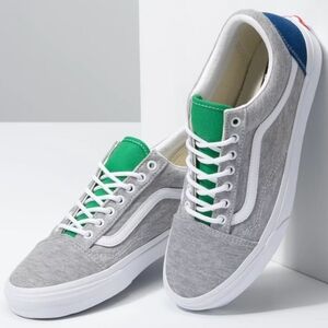Vans Skate Old Skool Lace-up Sneakers Canvas Leather Gray Blue Green White 8